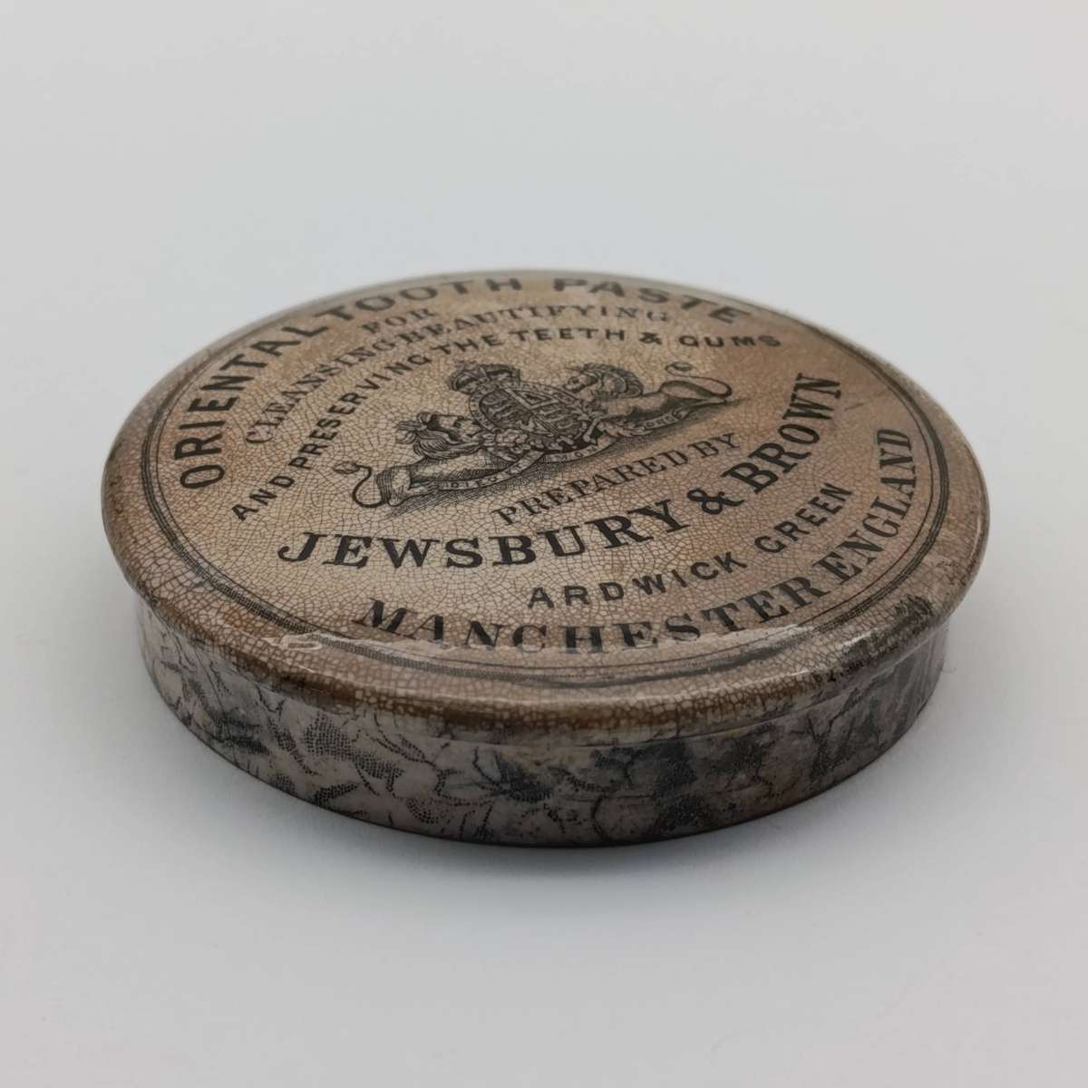 Antique Oriental Tooth paste by Jewsbury & Brown ceramic lid