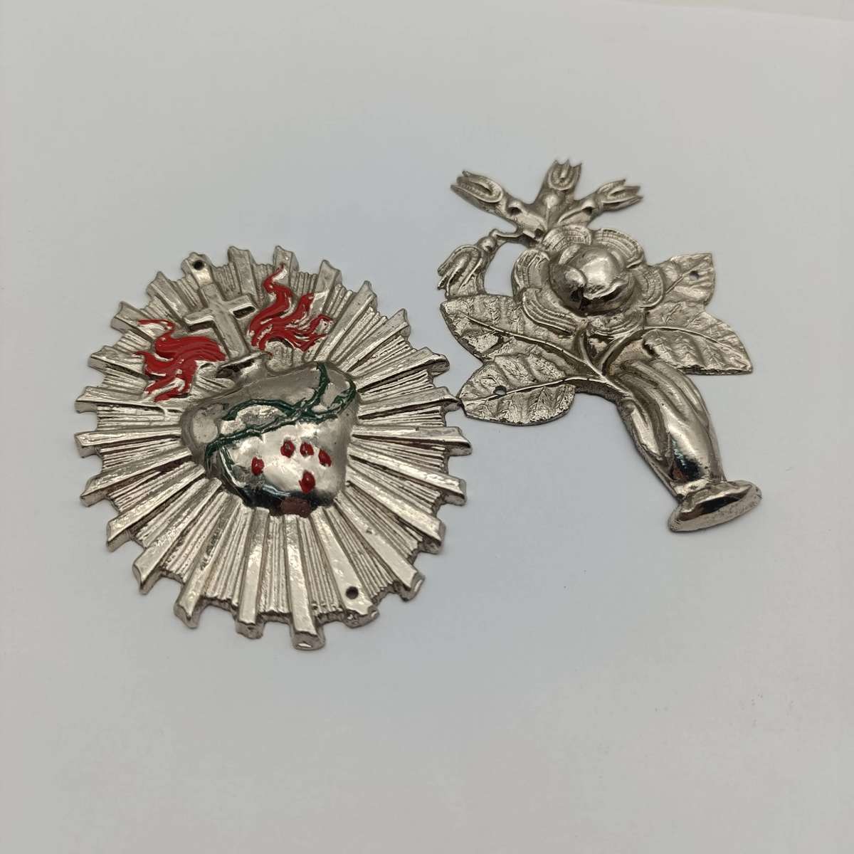 Pair of vintage funeral casket plates