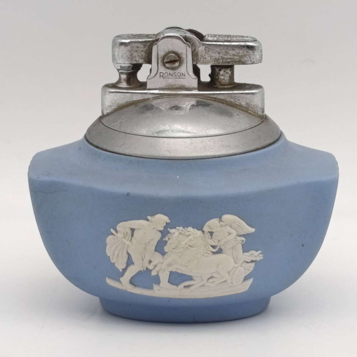 Vintage Ronson table lighter with Wedgewood base