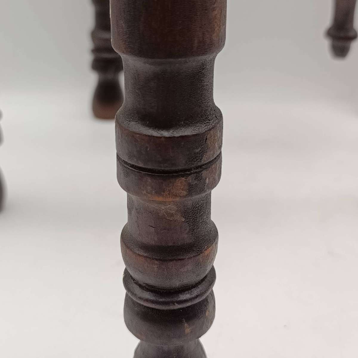 Antique folding table with tray and wooden foot piece