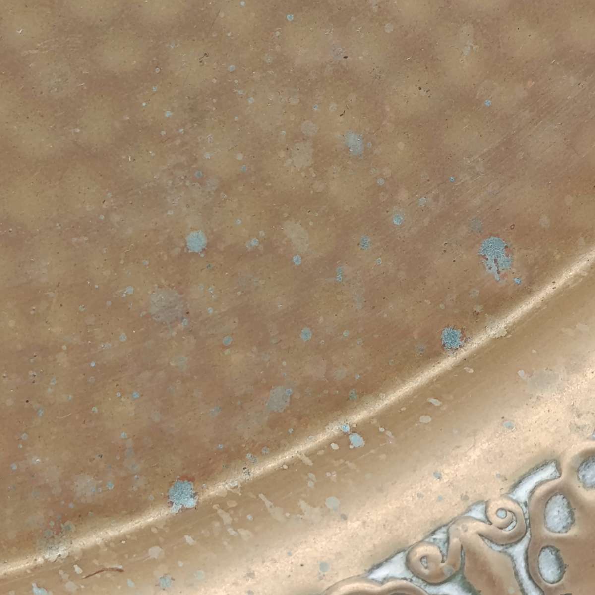 Antique folding table with tray and wooden foot piece