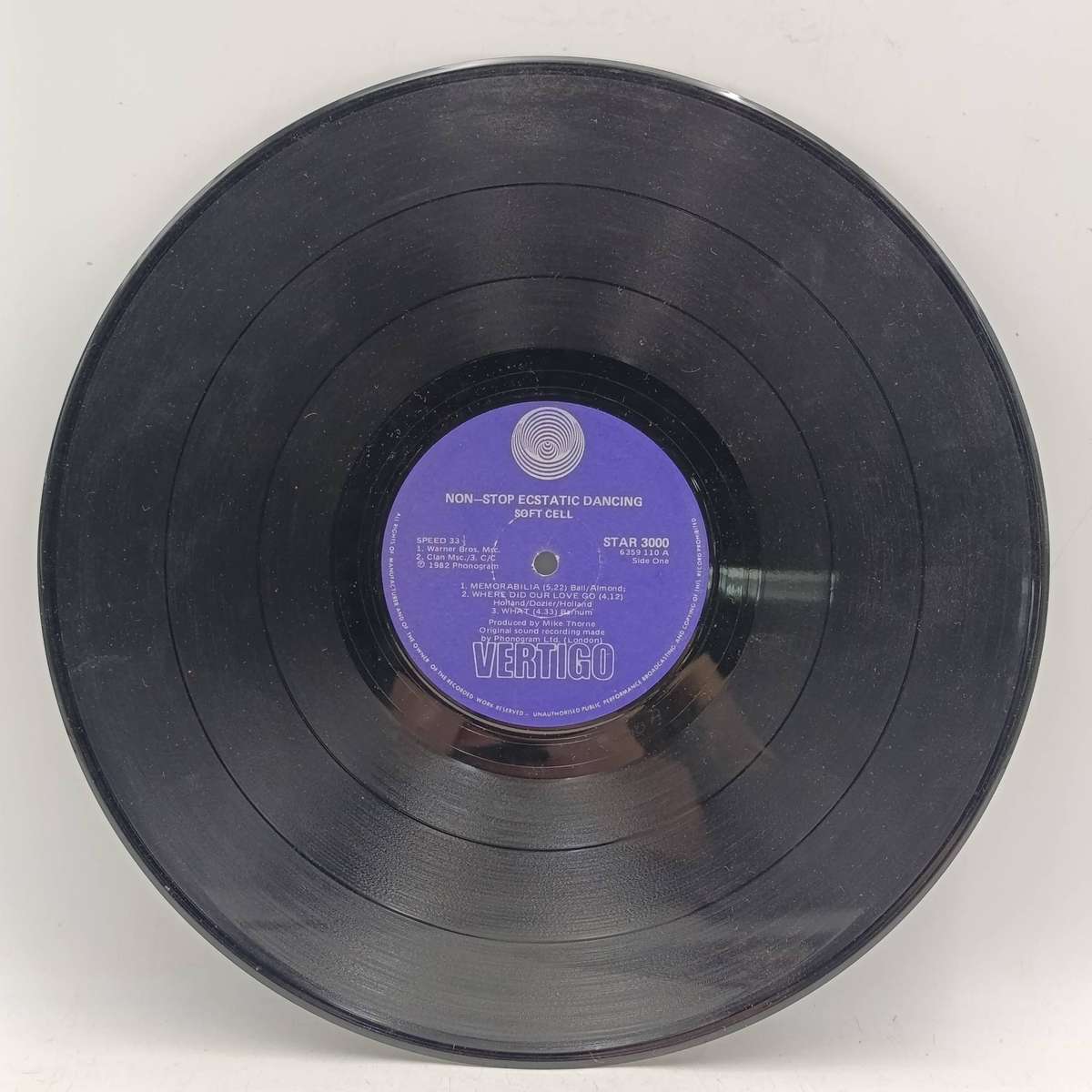 Soft Cell Non Stop Ecostatic dancing LP Vinyl record - STAR 3000 Vertigo - VG Overall