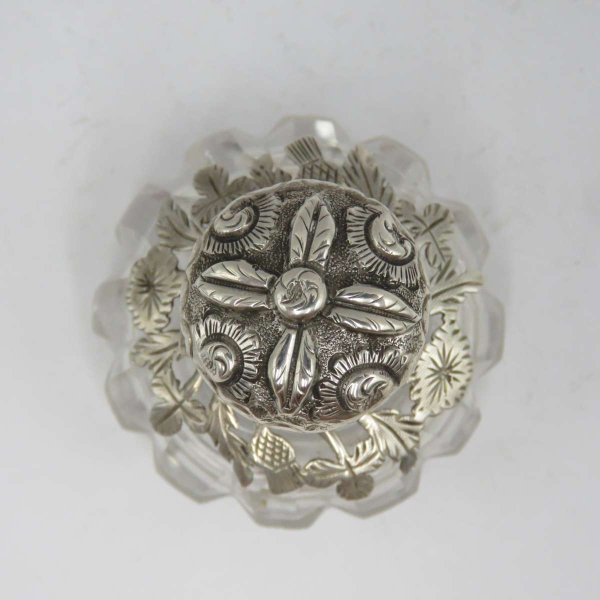 Antique sterling silver and crystal scent bottle for perfume