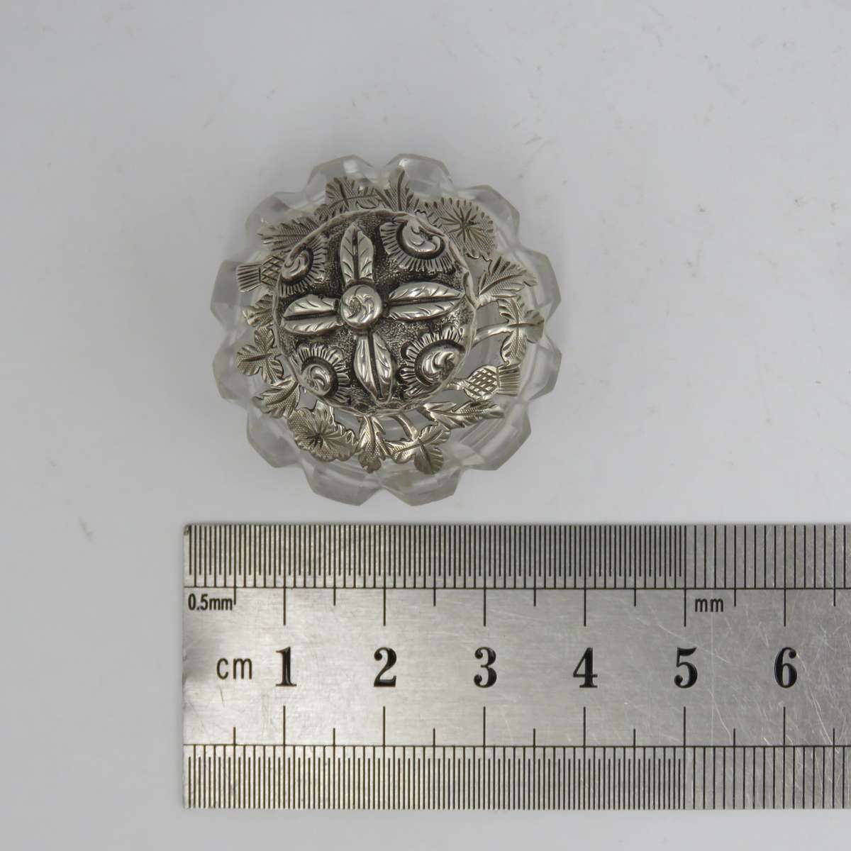 Antique sterling silver and crystal scent bottle for perfume