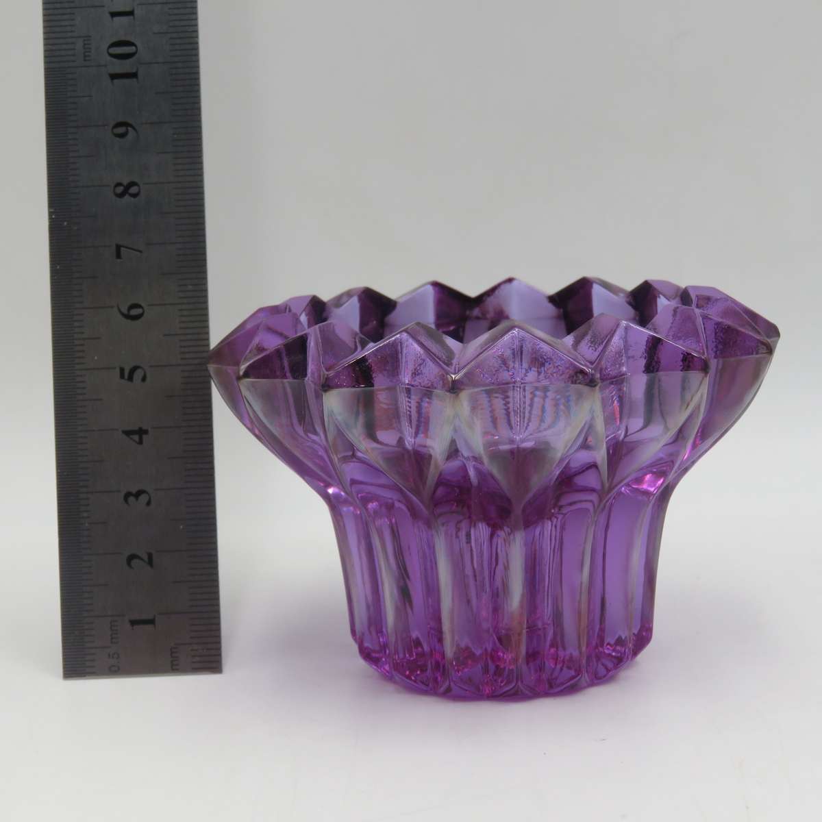 Pair of beautiful Lilas crystal candle holders in box