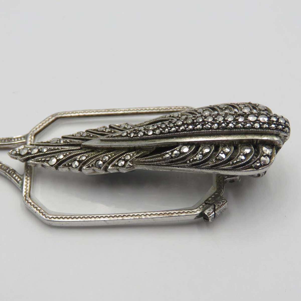 Antique Art Deco sterling silver Lorgnette with Marcasites