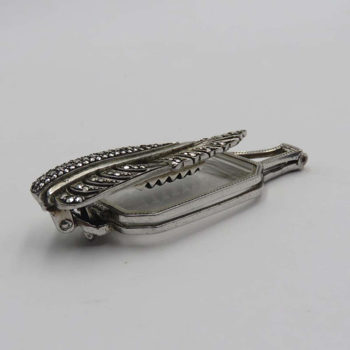 Antique Art Deco sterling silver Lorgnette with Marcasites