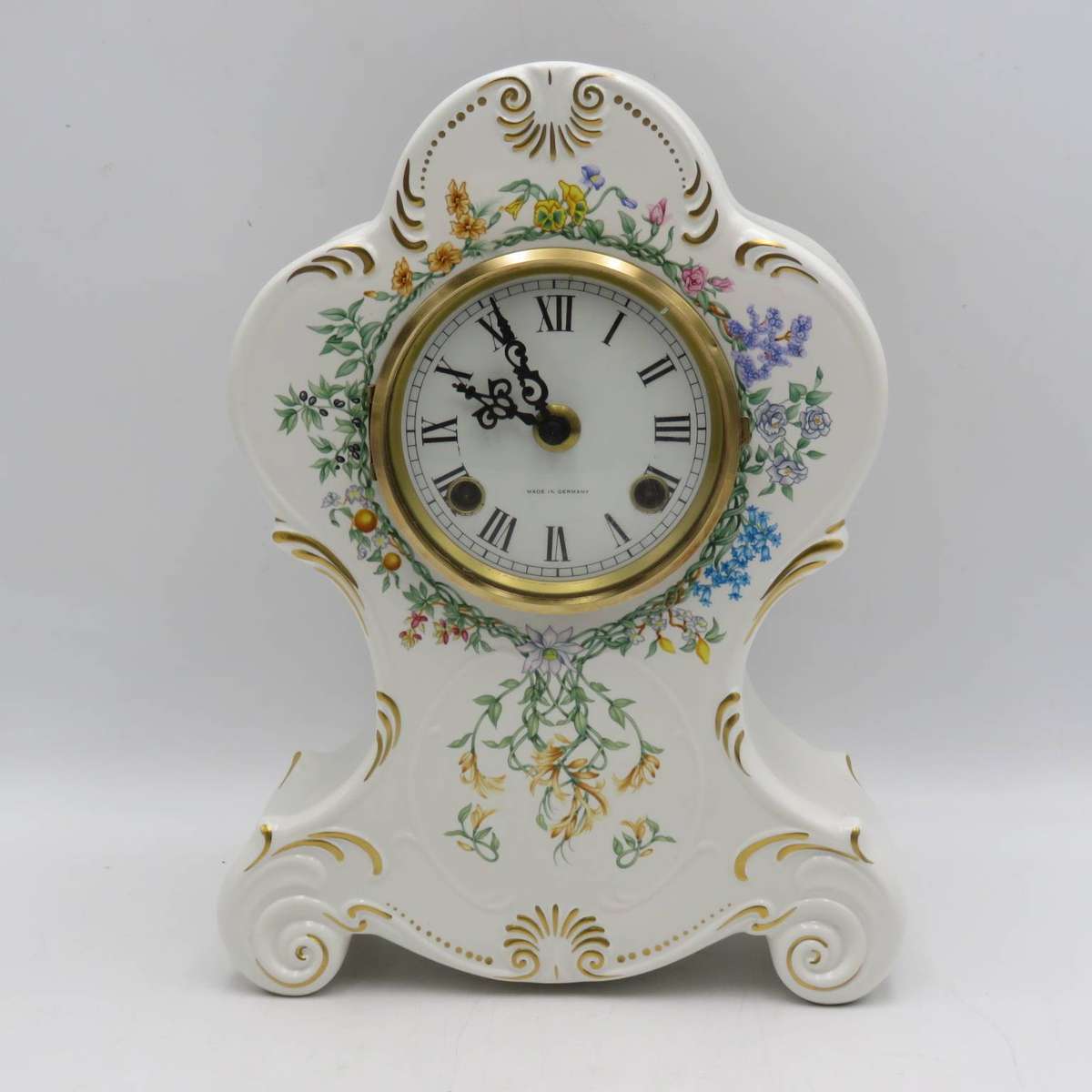 Vintage German Hermle porcelain mantel clock - working