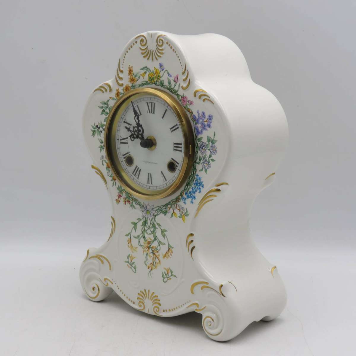 Vintage German Hermle porcelain mantel clock - working