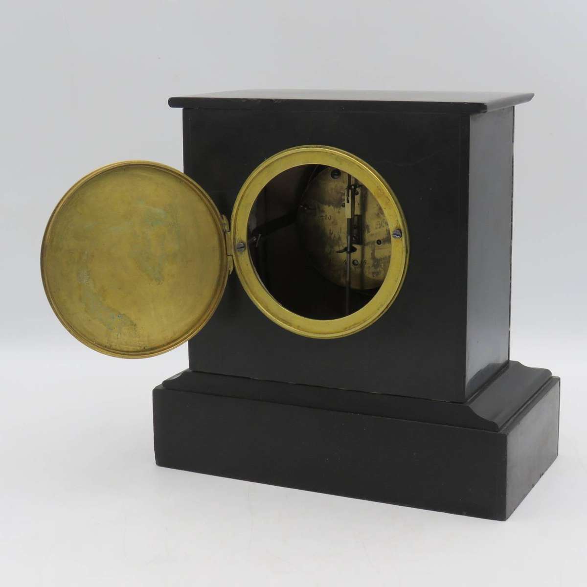 Antique Mechanical mantel clock with marble case - runs and stops