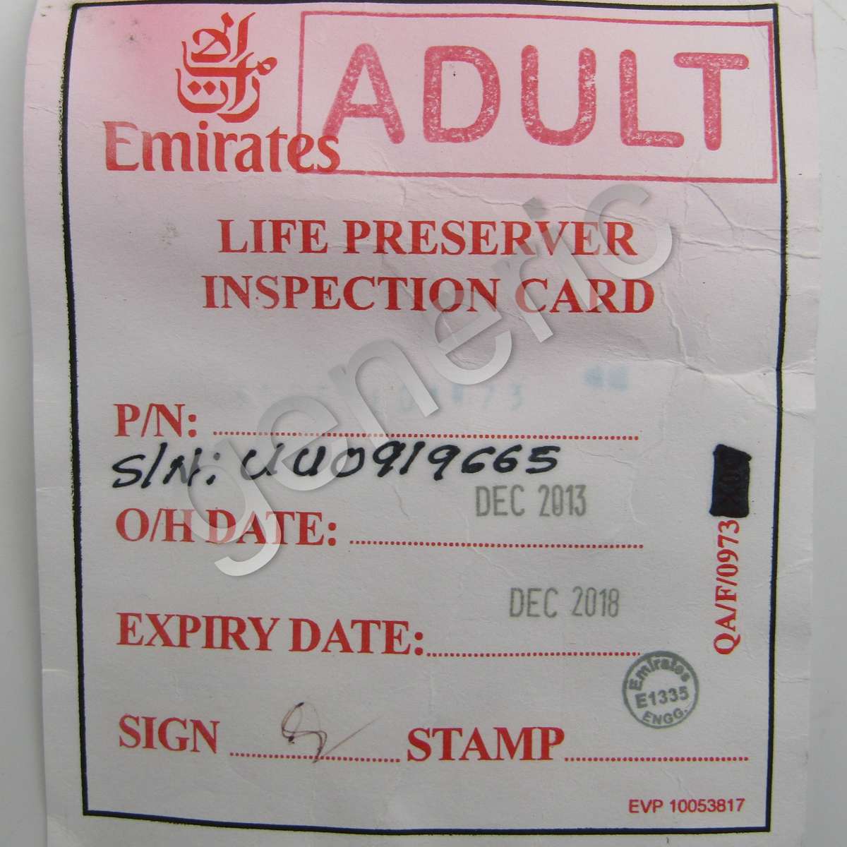 Original Aviation Emirates Life Vest - still sealed