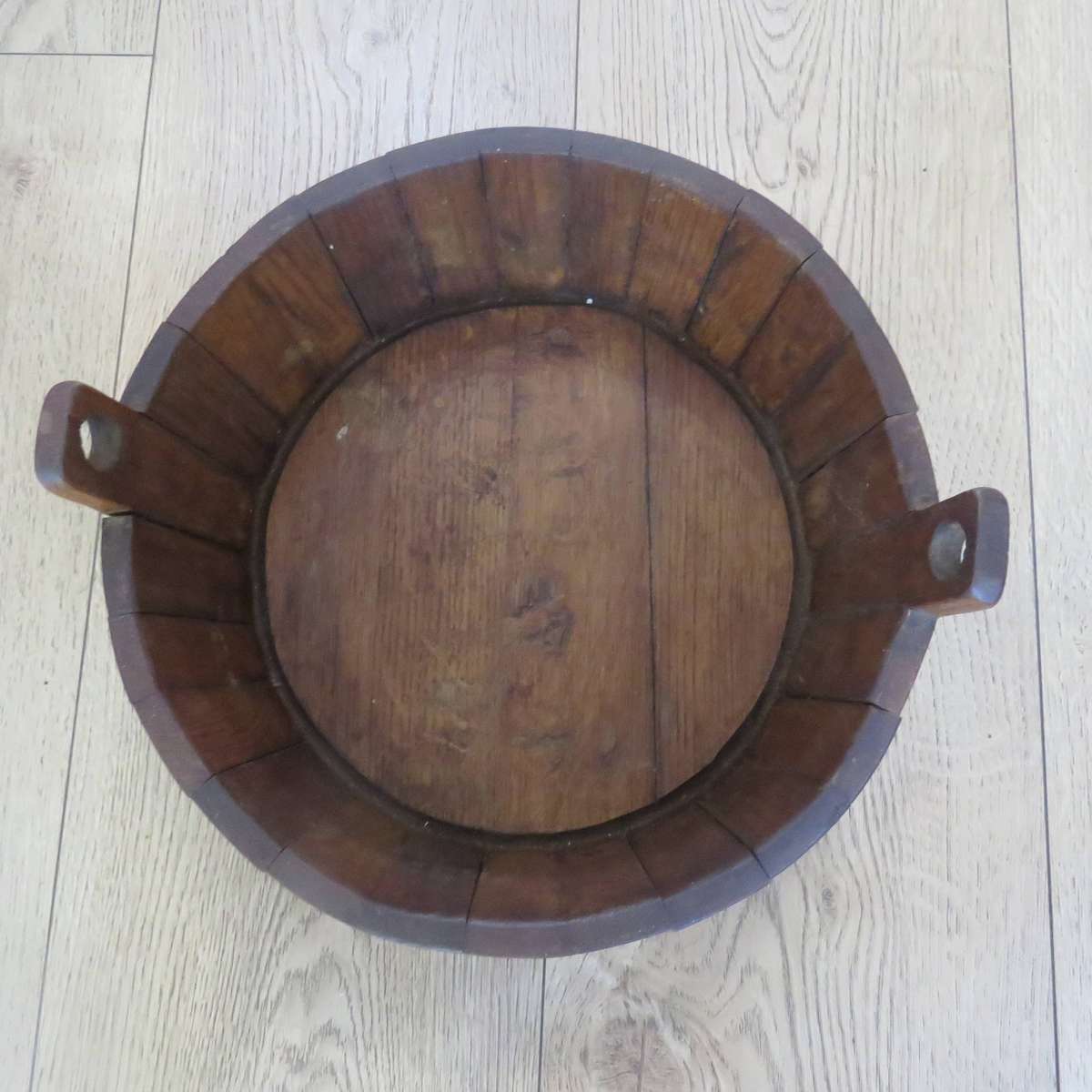 Antique brass bound wooden balie - possibly 1800's