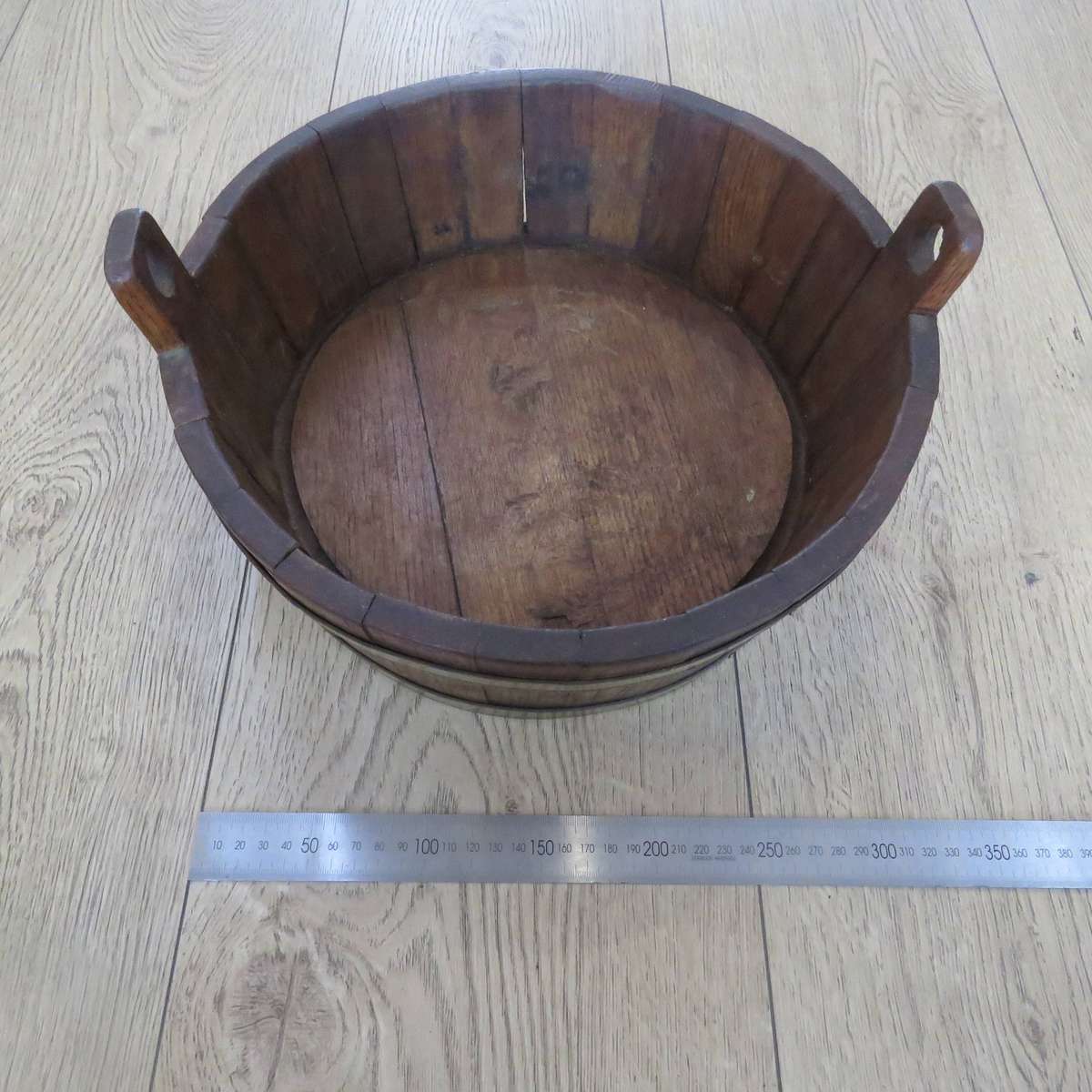 Antique brass bound wooden balie - possibly 1800's