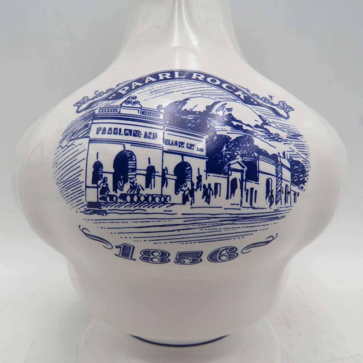 Vintage Paarl Rock Brandy porcelain decanter with lid