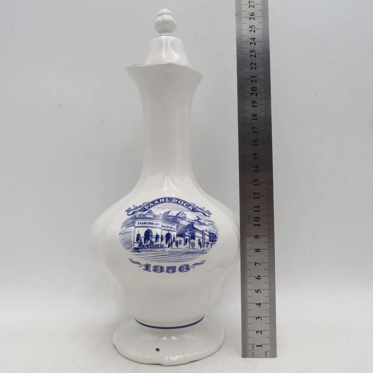 Vintage Paarl Rock Brandy porcelain decanter with lid