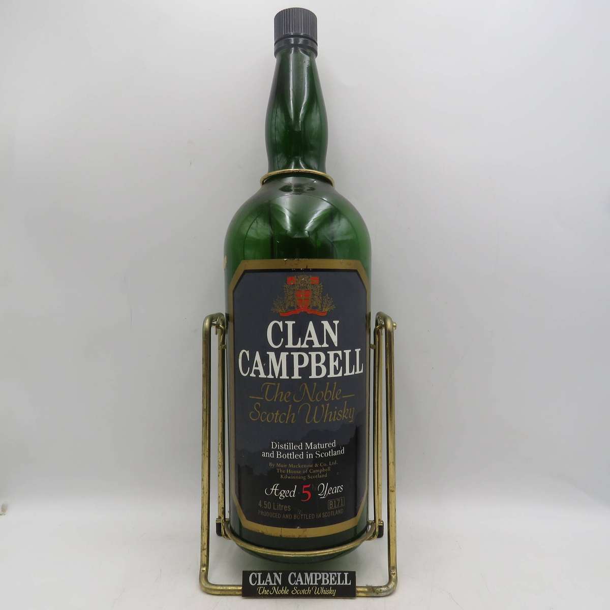 Clan Campbell Scotch Whisky 4.5lt glass bottle on tipping stand - Empty