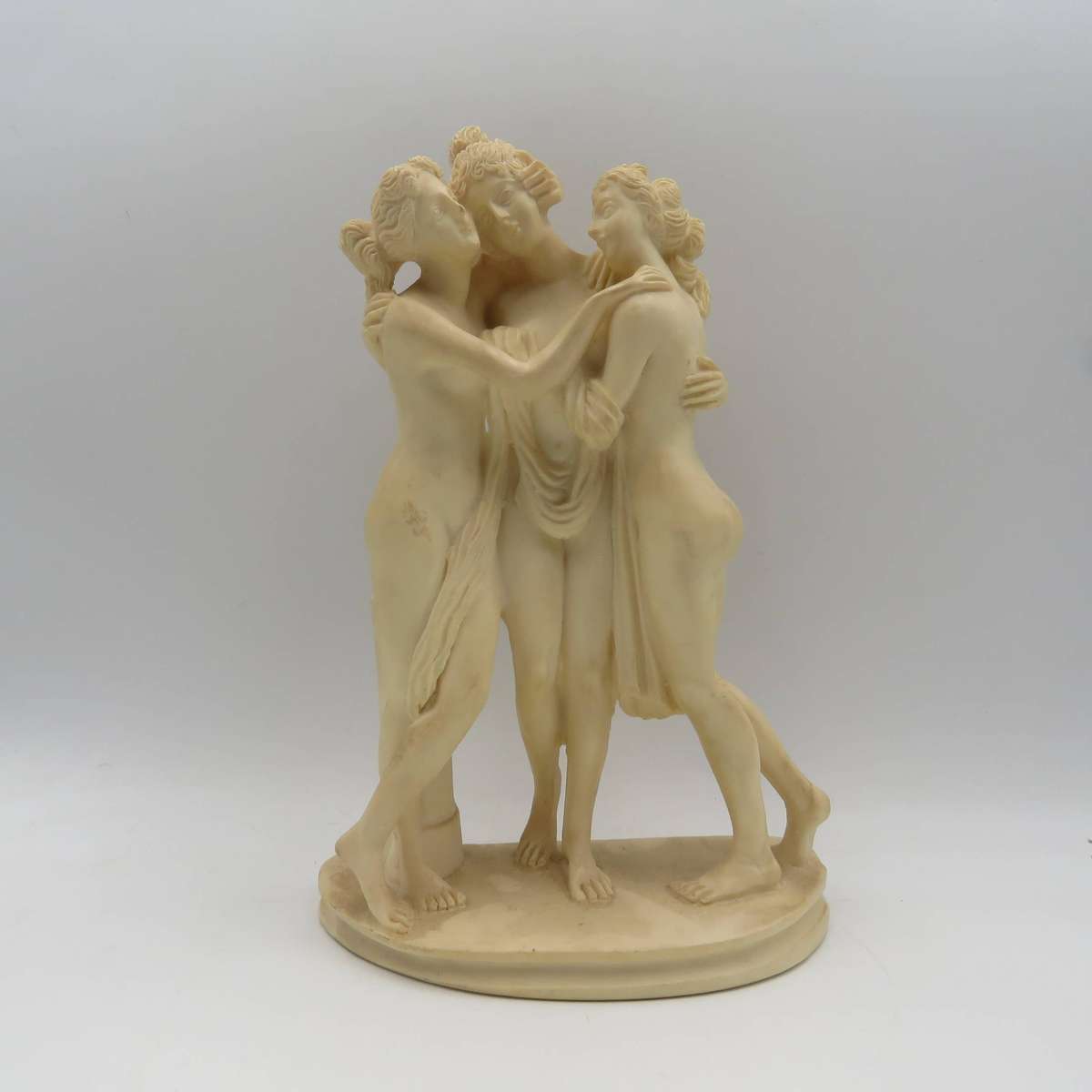 Vintage Three graces italian polyresin sculpture - one foot cracked