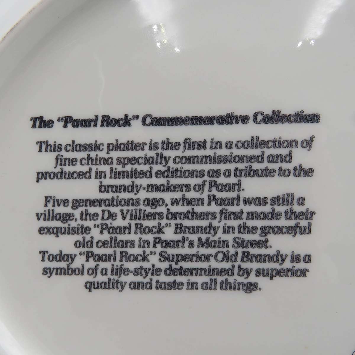 Vintage Paarl Rock Brandy porcelain platter