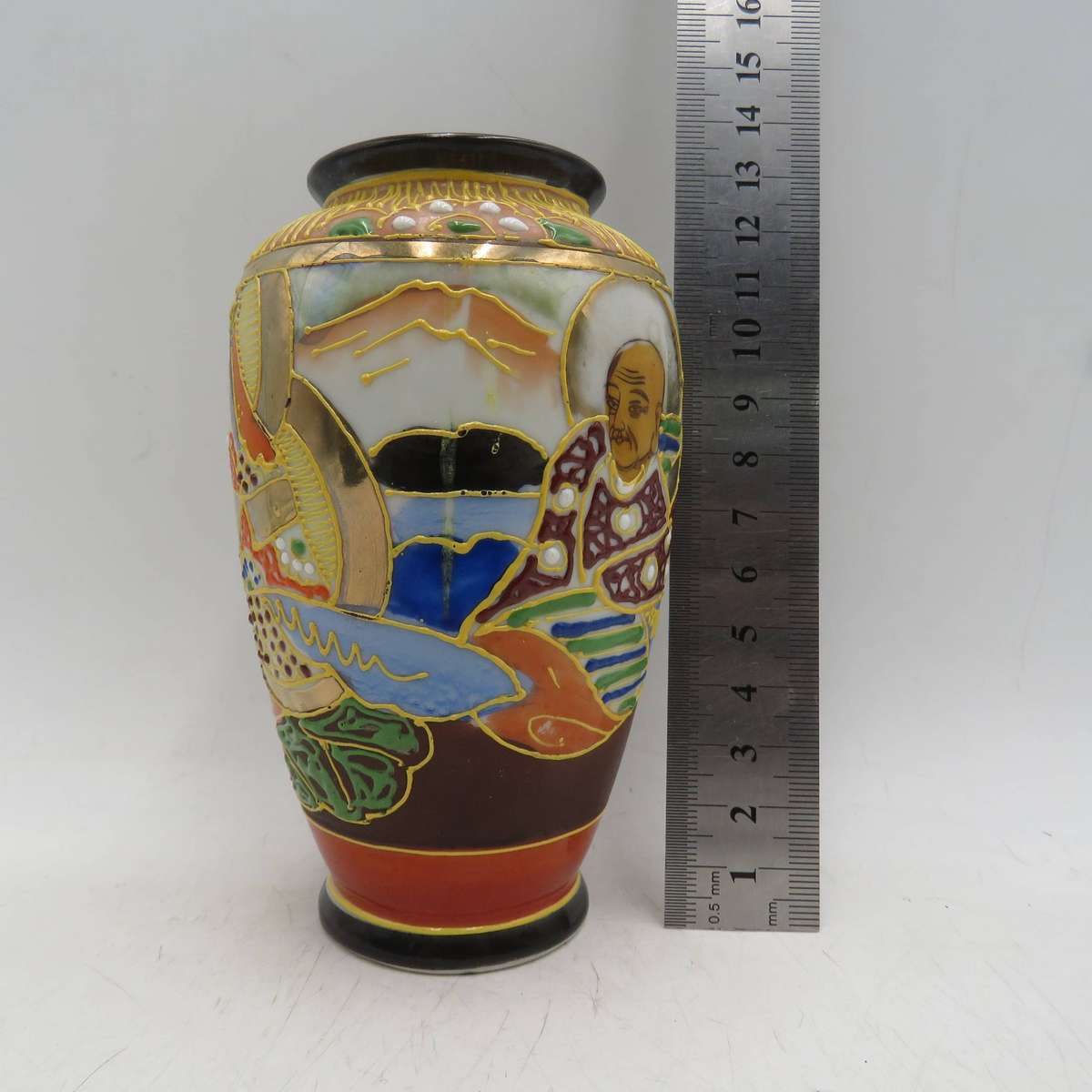 Vintage Japanese Satsuma porcelain vase - marked Foreign