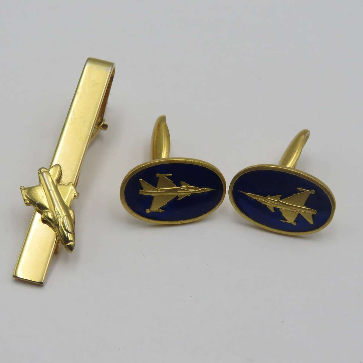 Set of Fighter jets cufflinks and tie clip