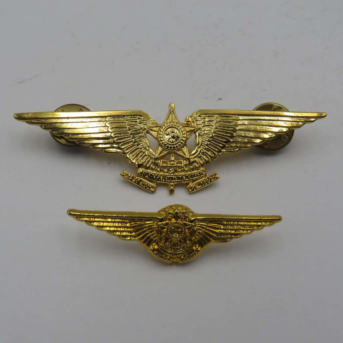 Pair of Brazilian Air Force Pilot wing badges - mess dress and full size