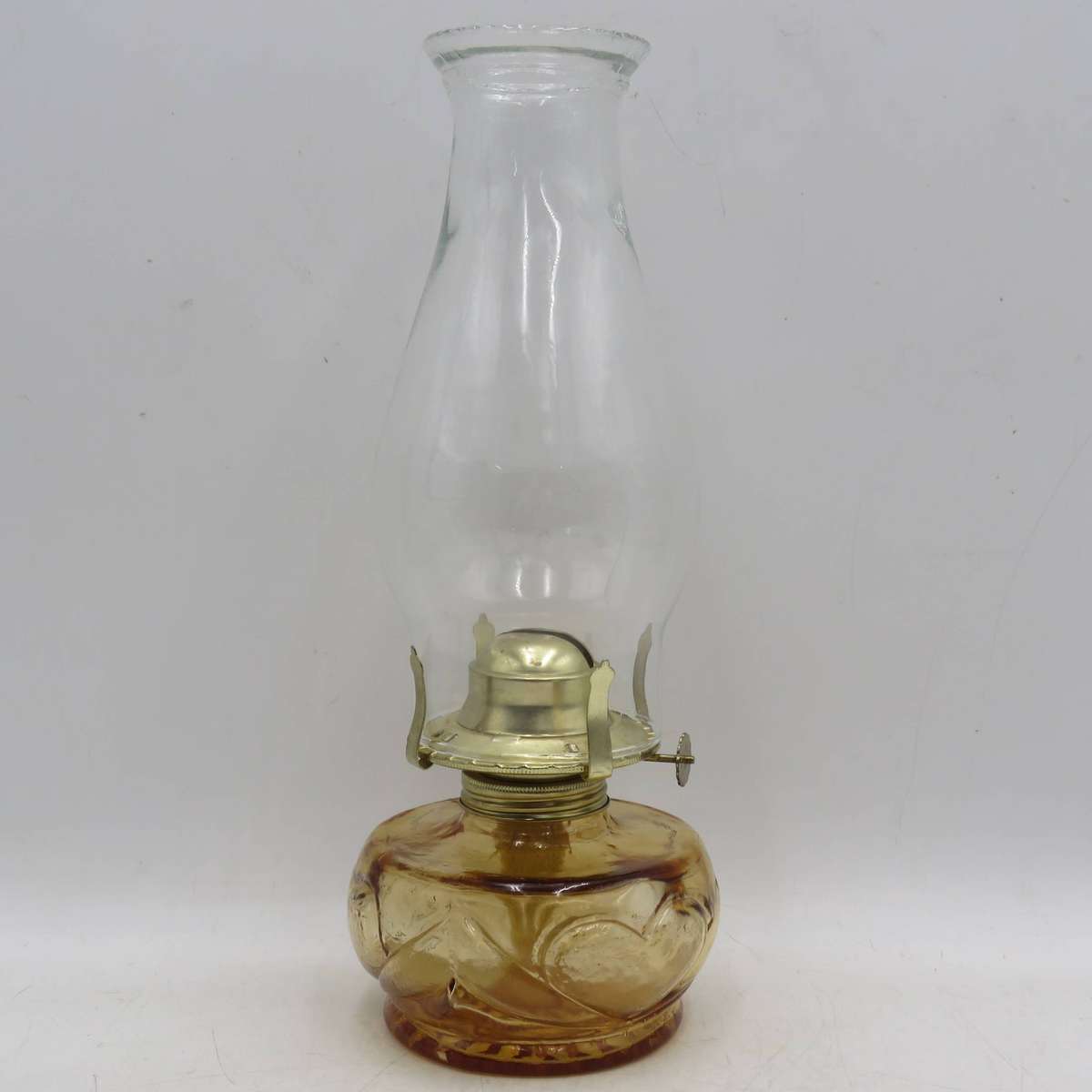 Vintage style deep orange glass oil lamp with glass funnel