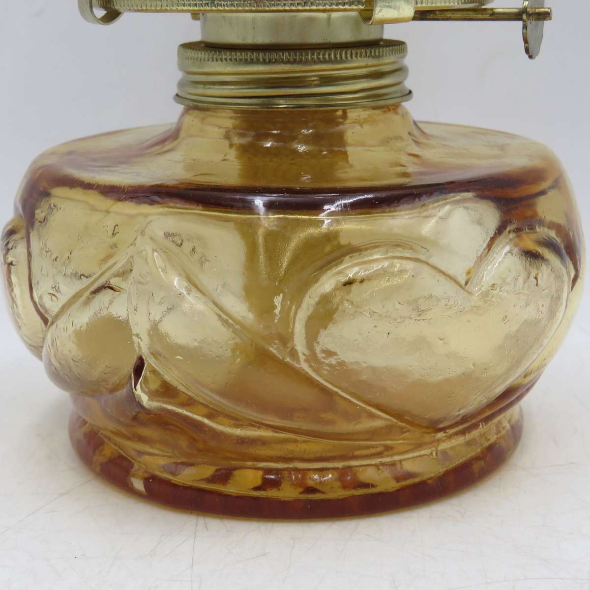 Vintage style deep orange glass oil lamp with glass funnel