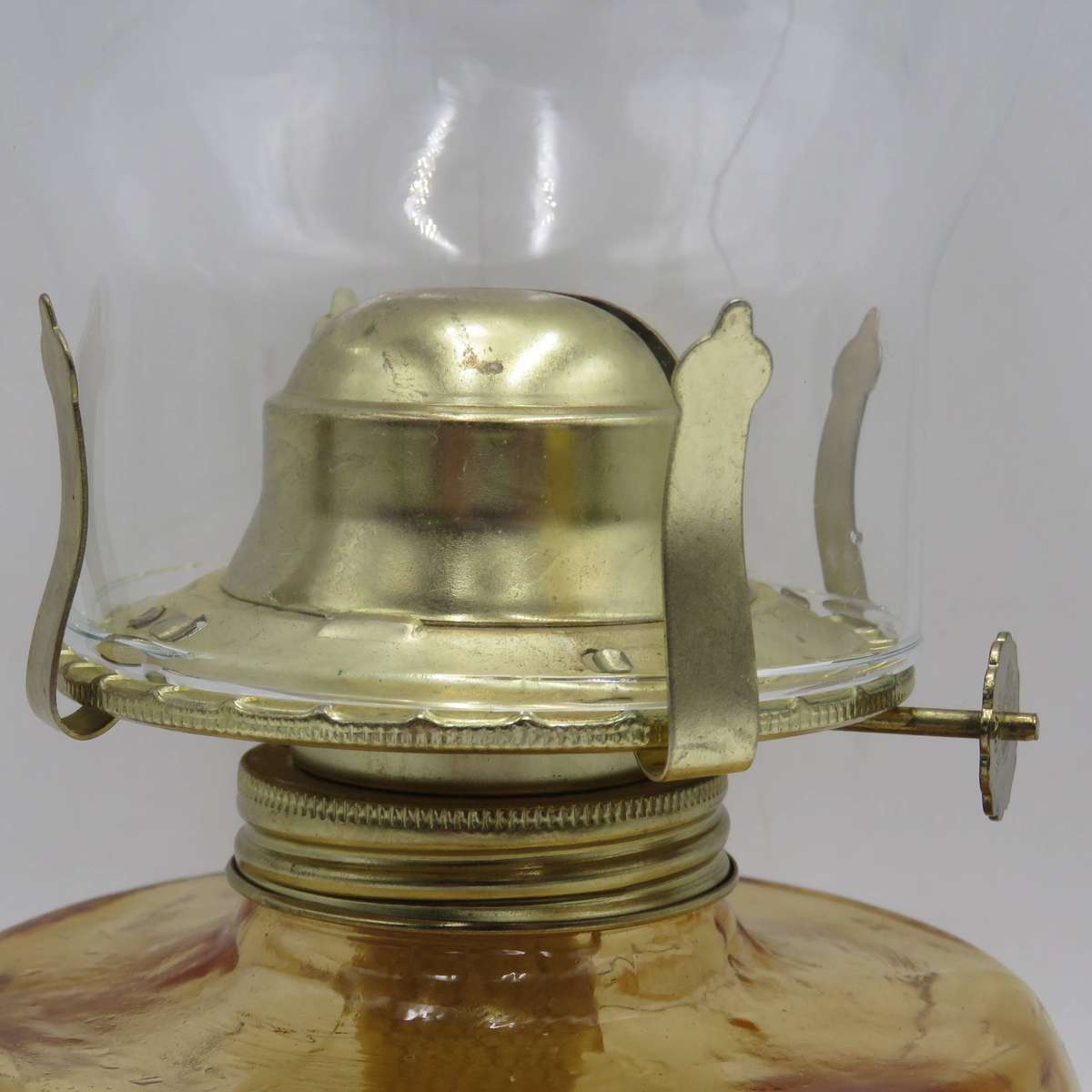 Vintage style deep orange glass oil lamp with glass funnel