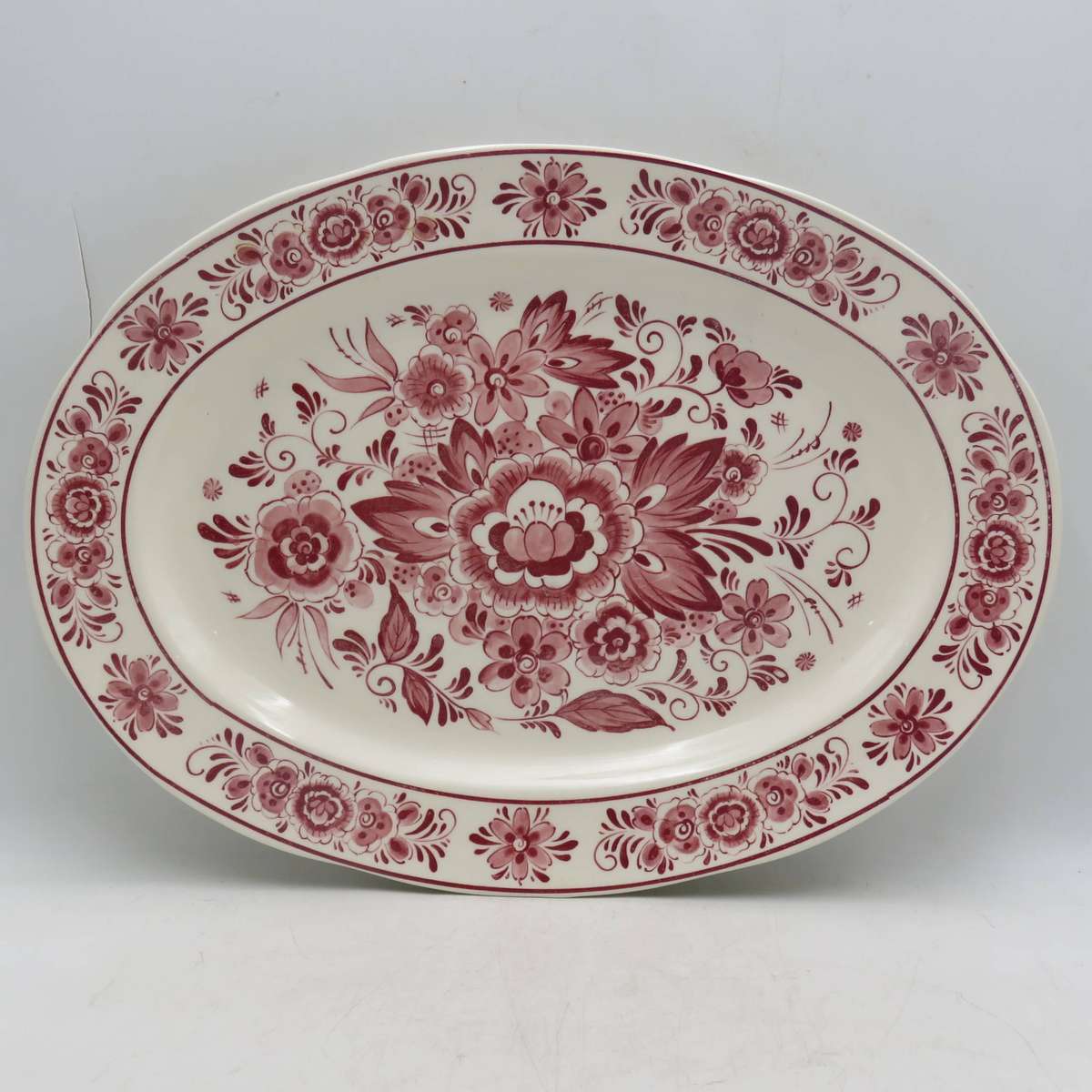 Vintage Royal Crown Delft floral pattern porcelain oval platter