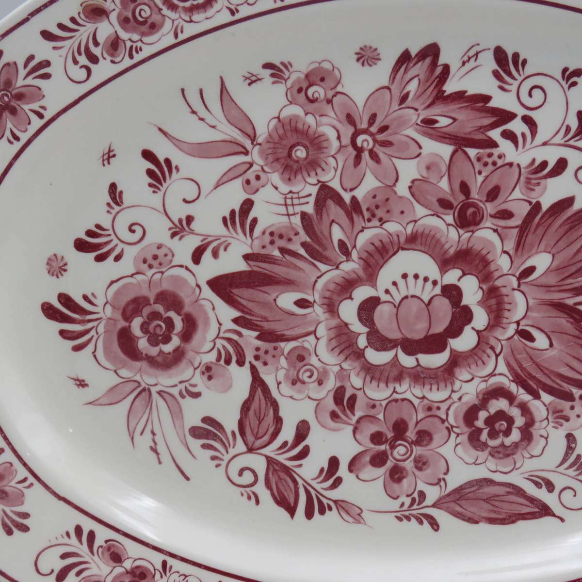 Vintage Royal Crown Delft floral pattern porcelain oval platter