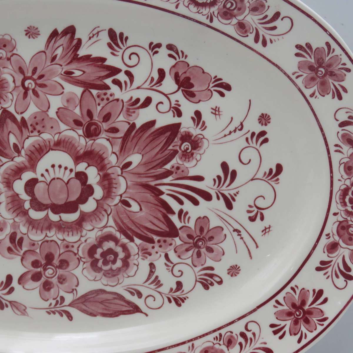 Vintage Royal Crown Delft floral pattern porcelain oval platter