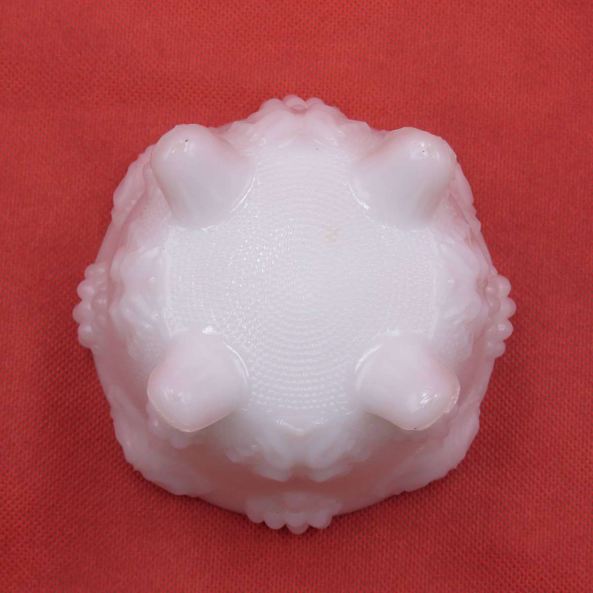 Vintage white opaque milk glass 4-legged bowl