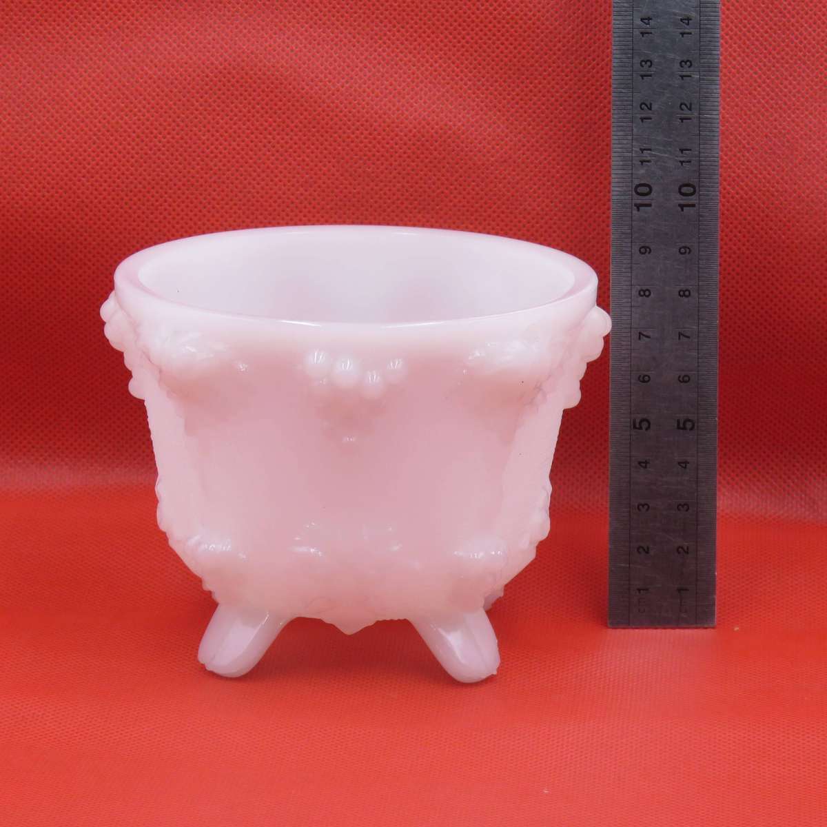 Vintage white opaque milk glass 4-legged bowl