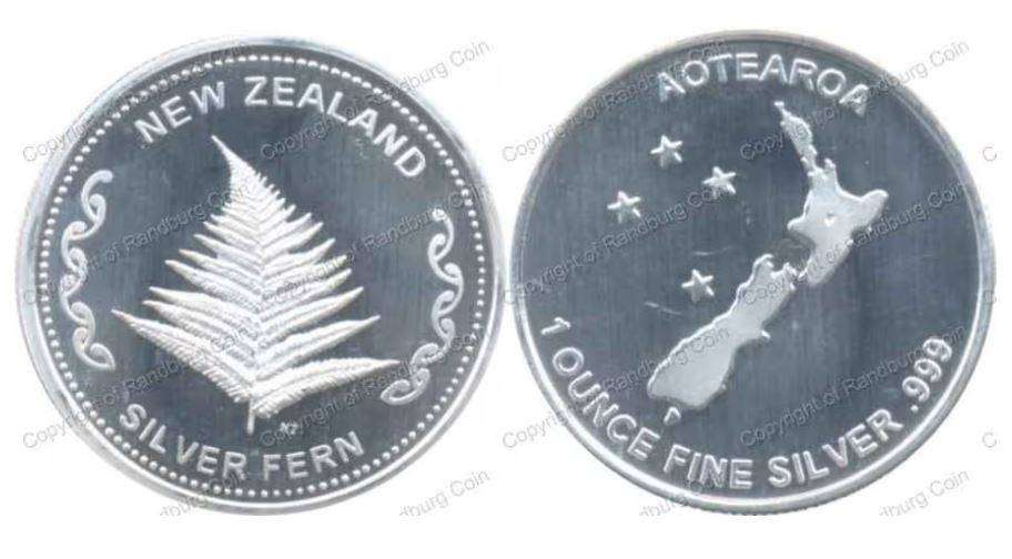 1oz Silver New Zealand fern
