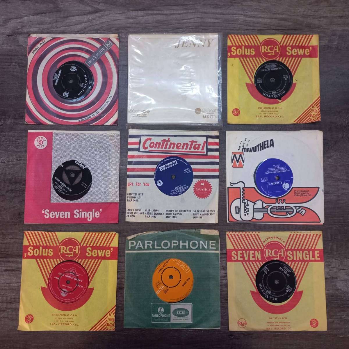 Collection of vintage 7-inch vinyl records