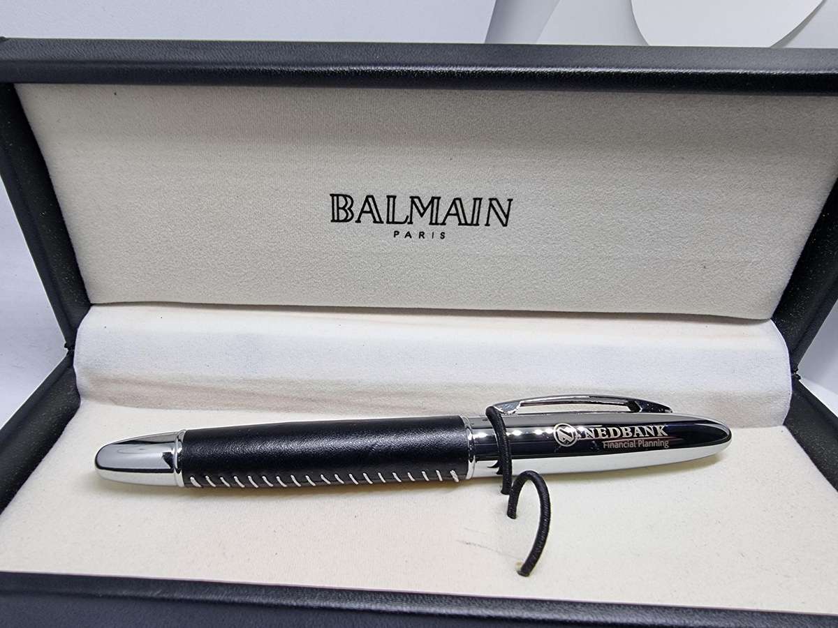 Balmain Paris Pen wrapped in leather - Nedbank Branded