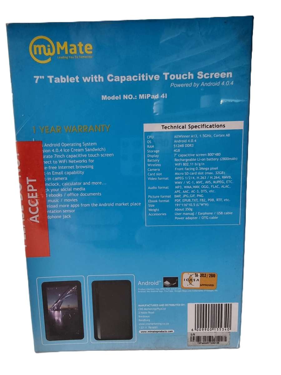 MiMate 7" Tablet with Capacitive Touch Screen