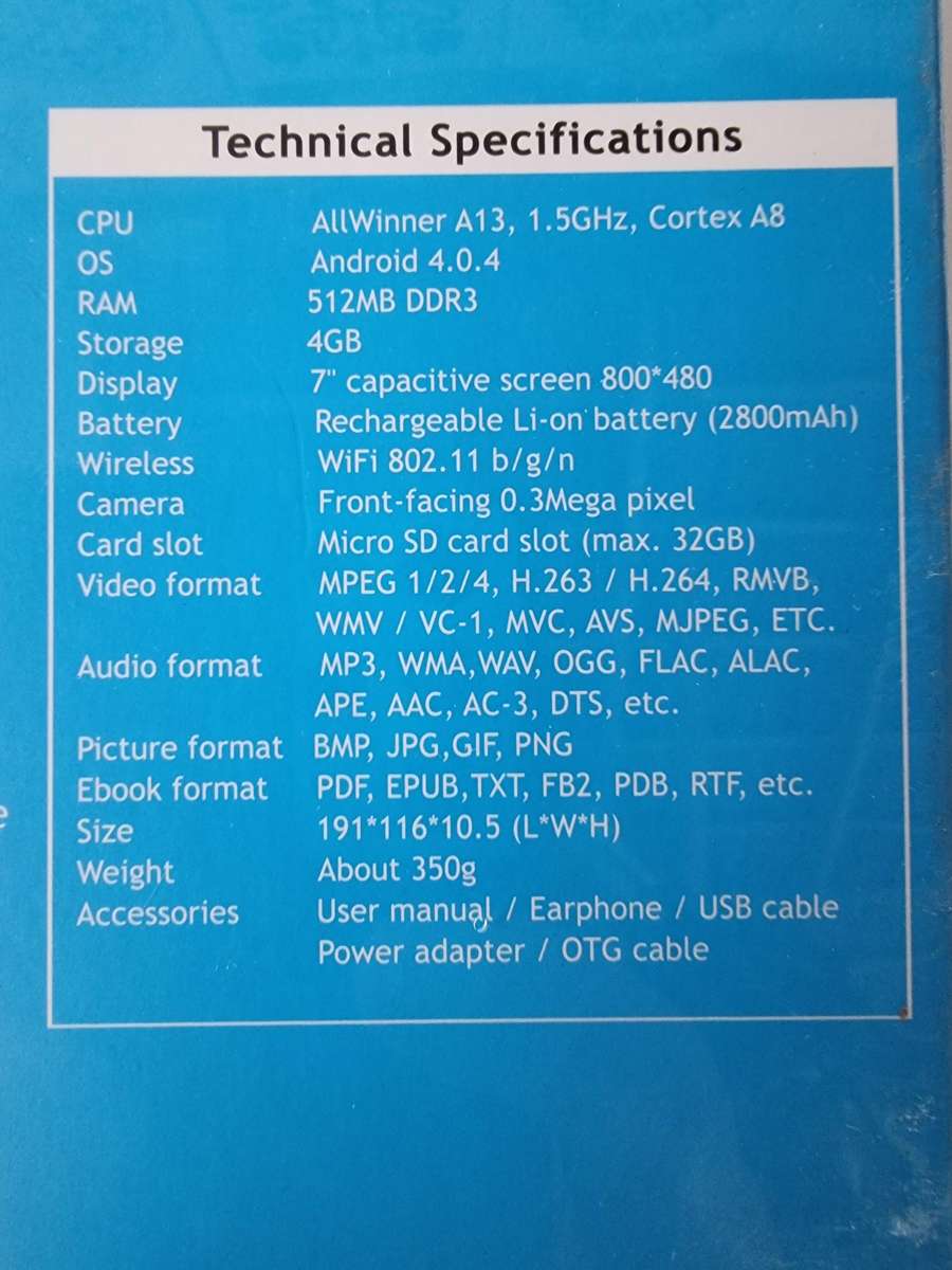 MiMate 7" Tablet with Capacitive Touch Screen