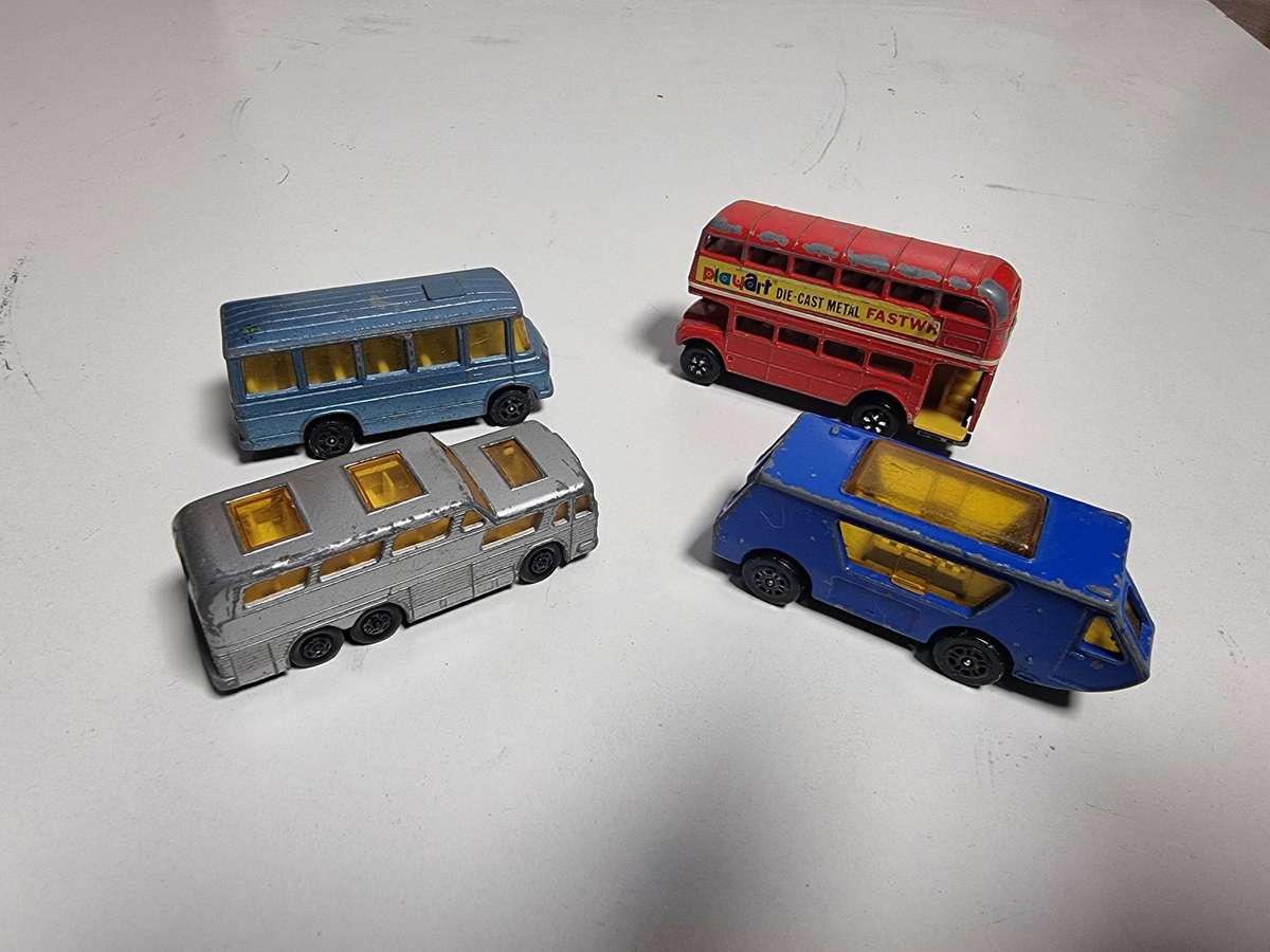 Vintage Collection of 4 Die Cast Busses