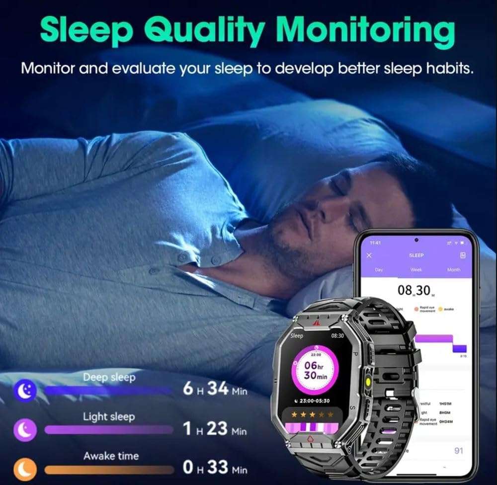 Sports Smart Watch, Ultra Clear, Large Screen, Long Life Battery(Comes with an additional Strap)