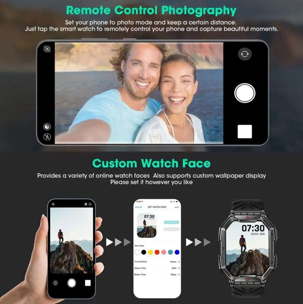 Sports Smart Watch, Ultra Clear, Large Screen, Long Life Battery(Comes with an additional Strap)