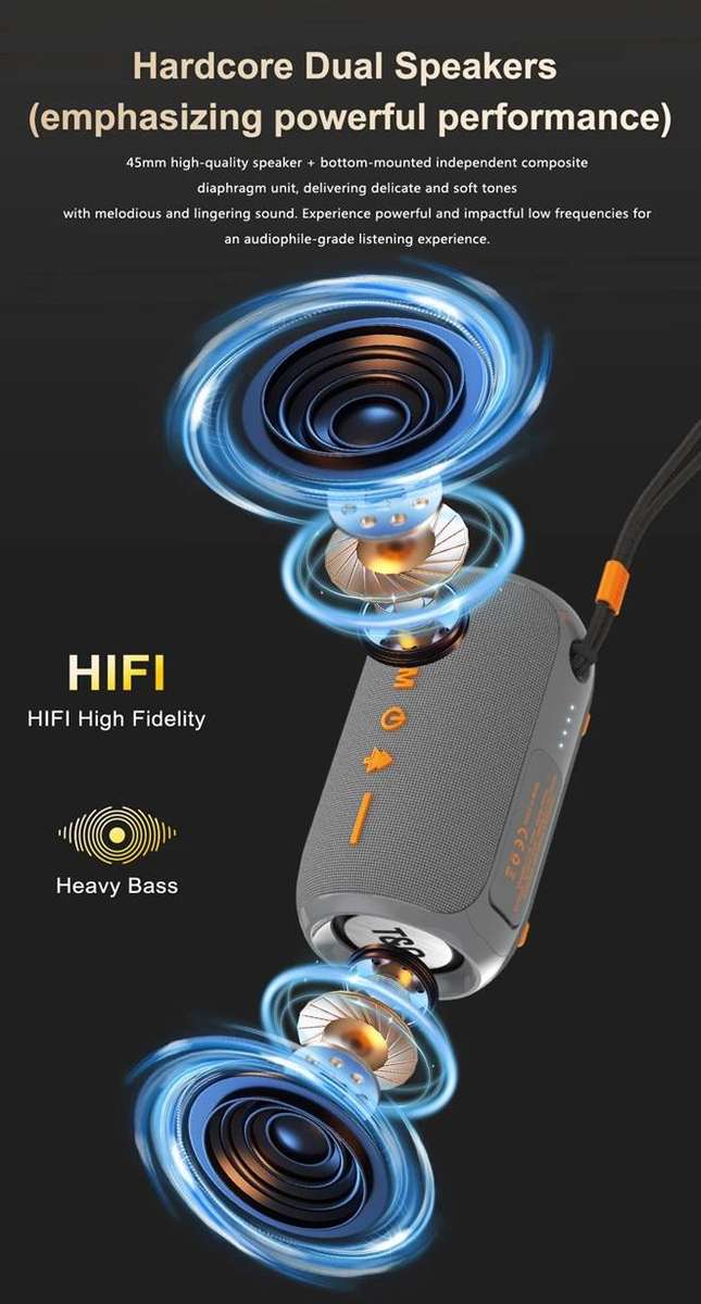 TWS Portable Wireless Bluetooth 5.3 Speaker HiFi-Grade Sound Quality With Powerful Bass