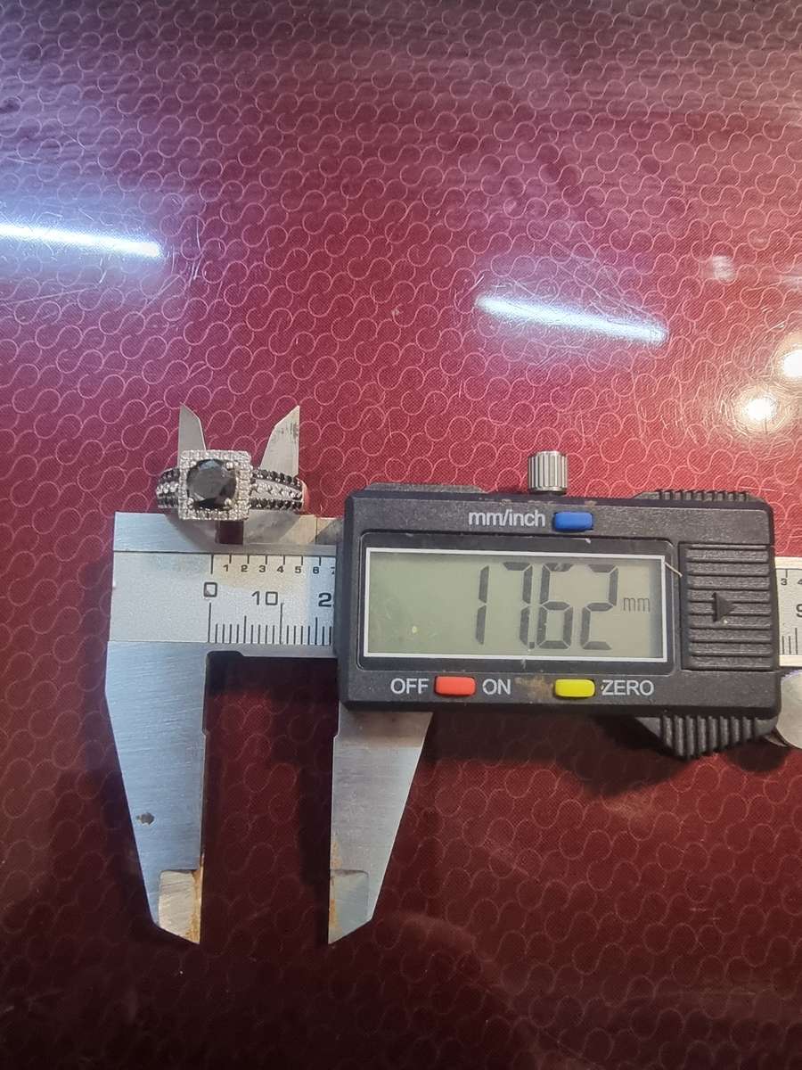 VALUE AT R48.000 / 1.25 Carat "NATURAL BLACK DIAMOND" Engagement Ring, Set In 14CT White Gold.