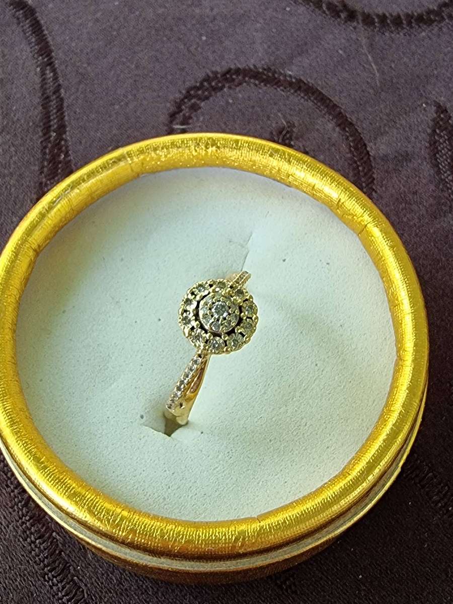 Diamond Cluster Engagement 9CT Yellow Gold Ring.( Genuine Gold)