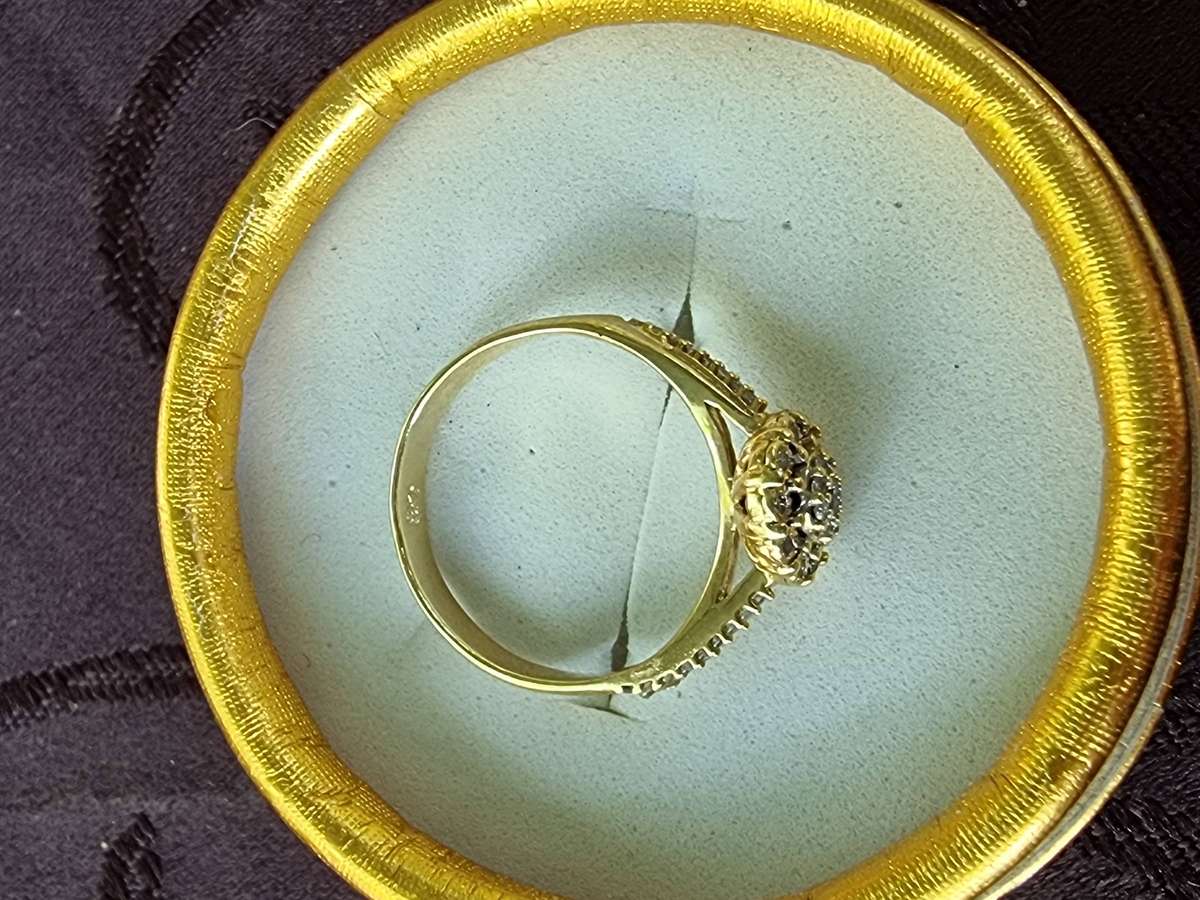 Diamond Cluster Engagement 9CT Yellow Gold Ring.( Genuine Gold)