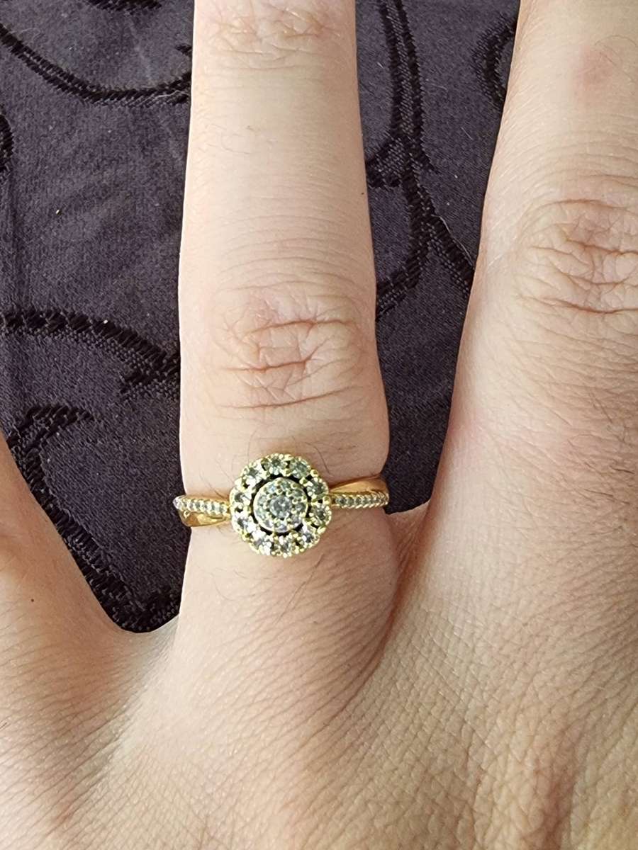 Diamond Cluster Engagement 9CT Yellow Gold Ring.( Genuine Gold)