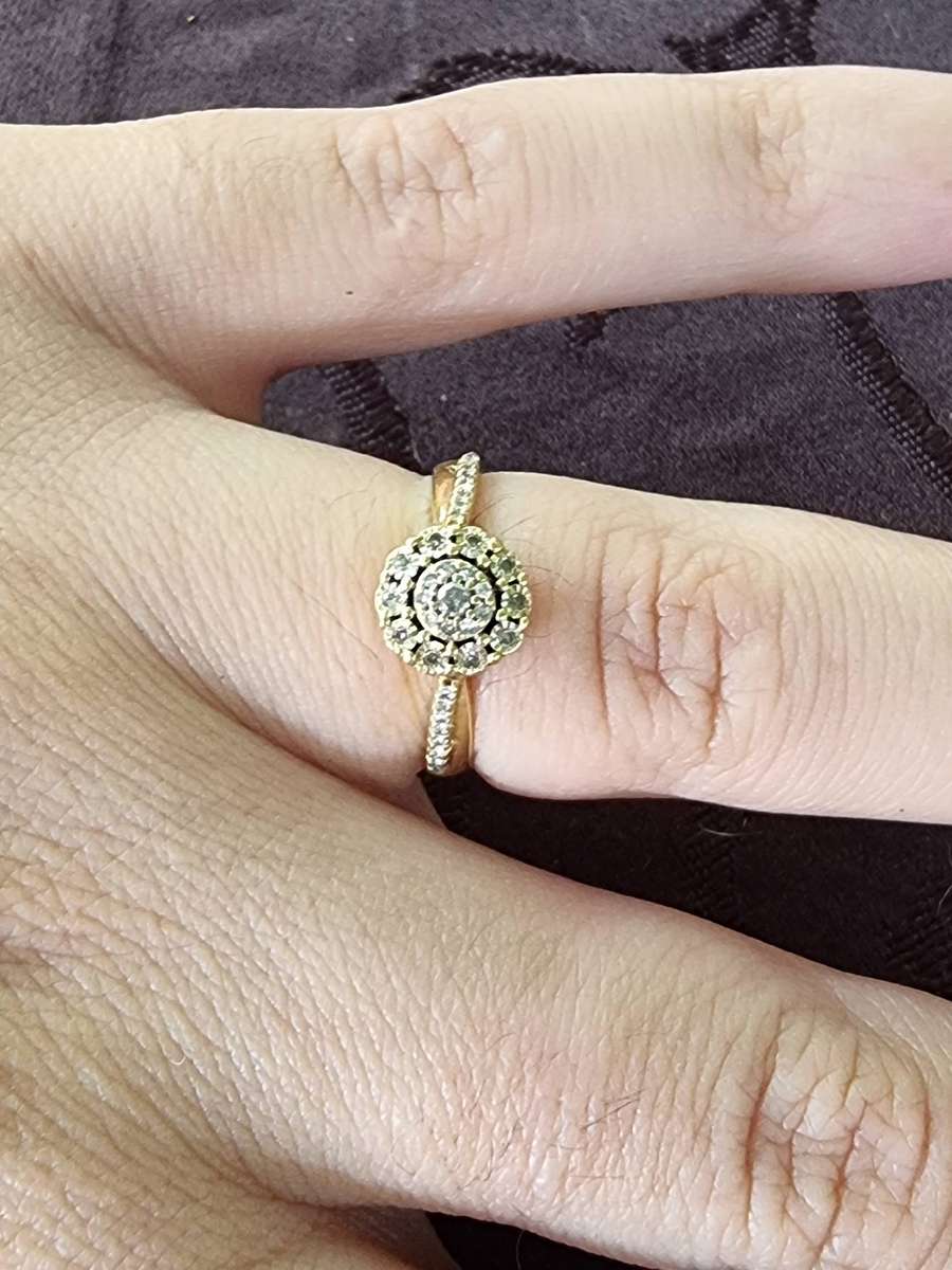 Diamond Cluster Engagement 9CT Yellow Gold Ring.( Genuine Gold)