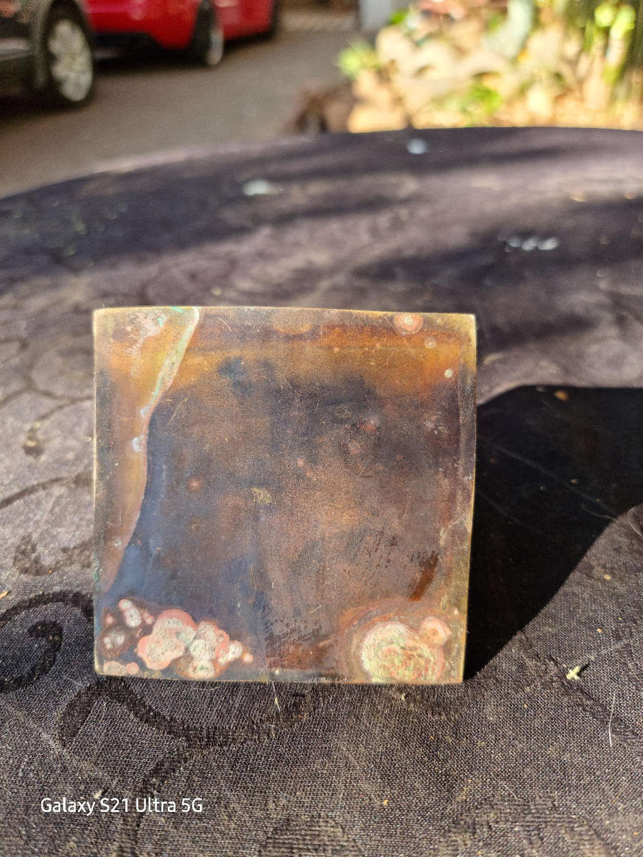 Egyptian Revival Etched Brass Pyramid Paperweight