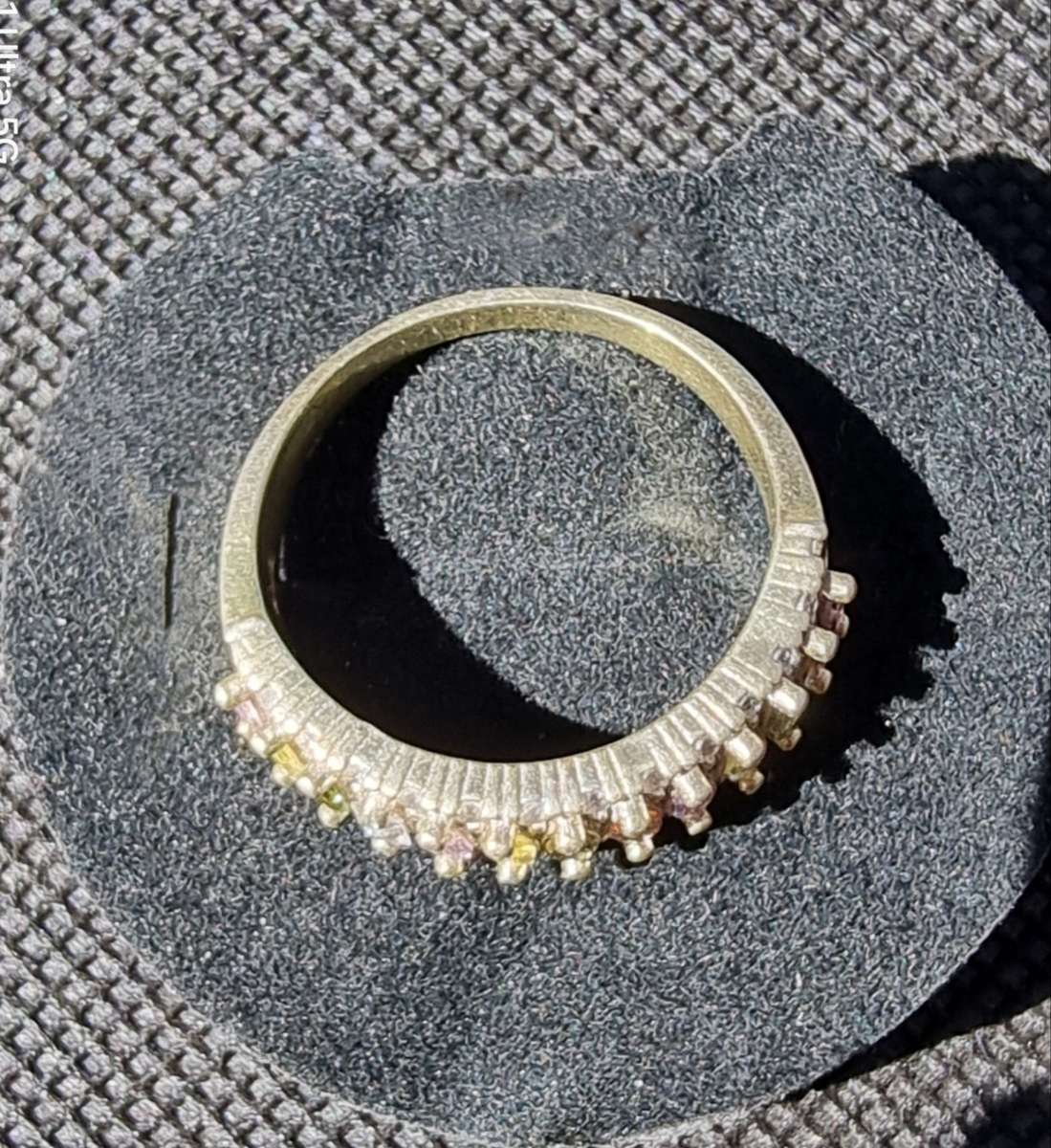 Multi Colour CZ 925 Sterling Silver Gold Plated Ring