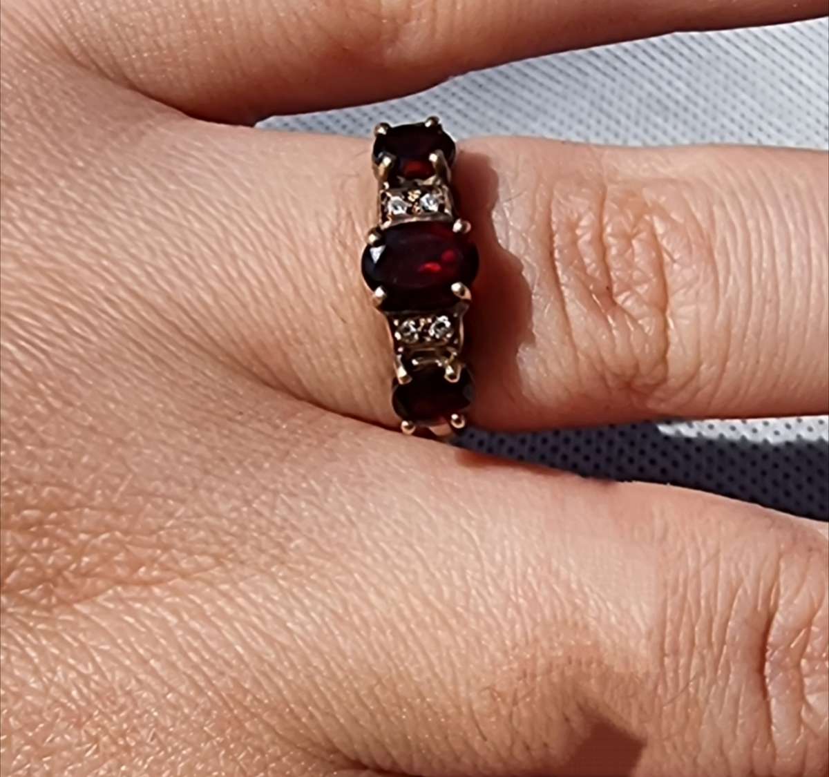 9ct Yellow Gold Garnet Engagement Ring